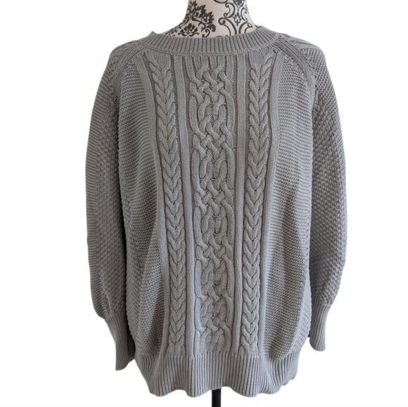 Twigg + Feather Sweater Chunky Cable Knit Grandpa Oversize Women XS Cotton Grey - Picture 2 of 12